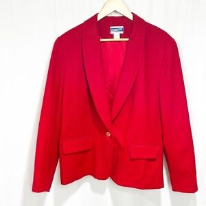 Pendleton Vintage Blazer Jacket Red Size 16P Petite Virgin Wool VTG